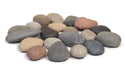 set of smooth river rock stones in mixed gray, tan and red tones