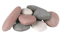 assorted river rock stones in gray, pink and white