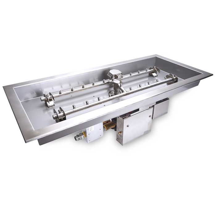 HPC 90x16" Rectangular Pan Torpedo Fire Pit H-Burner Insert With Electronic Ignition