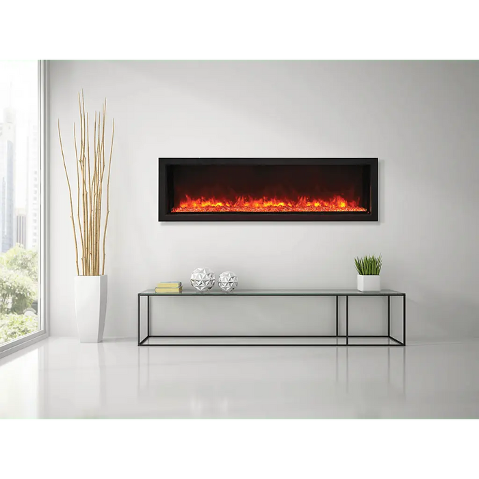 Remii by Amantii 55" Extra Slim Series Built-in Electric Fireplace with Black Steel Surround Amantii