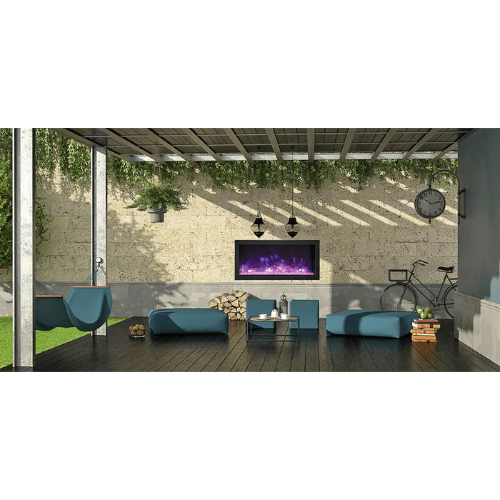 Remii by Amantii 55" Extra Slim Series Built-in Electric Fireplace with Black Steel Surround Amantii