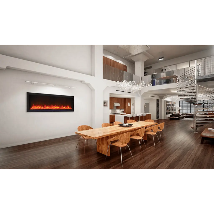 Remii by Amantii 65" Extra Slim Series Built-in Electric Fireplace with Black Steel Surround Amantii