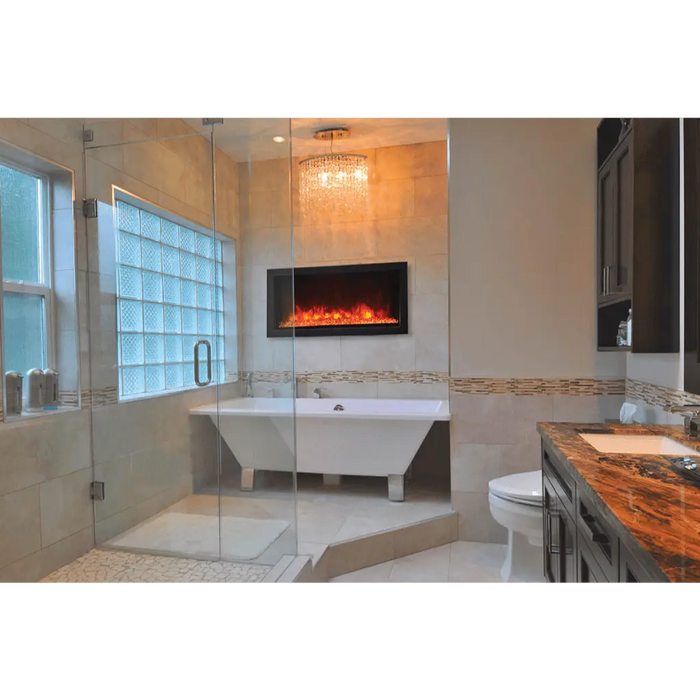 Remii by Amantii 65" Extra Slim Series Built-in Electric Fireplace with Black Steel Surround Amantii