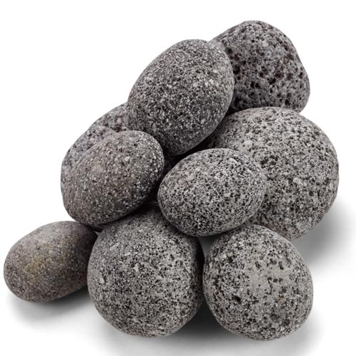 HPC black rolled lava stones for gas fire pits