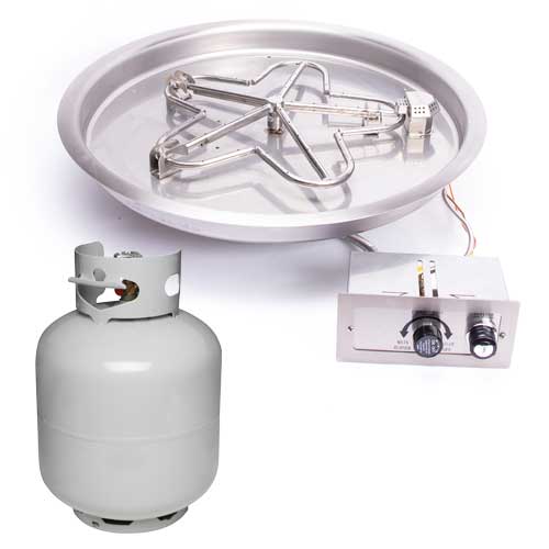 HPC 13" Round Bowl Pan Push Button Flame Sensing Fire Pit with Small Tank