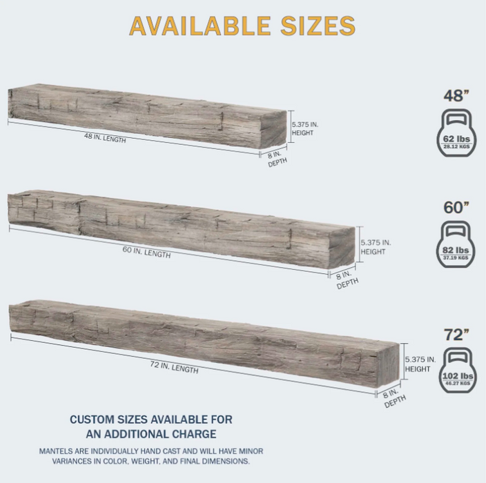 Lexington Hayloft Beam Series Fireplace Non-Combustible Mantel