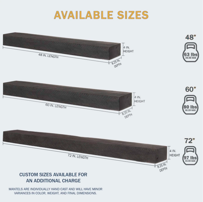 Lexington Flat Sawn Beam Series Fireplace Non-Combustible Mantel