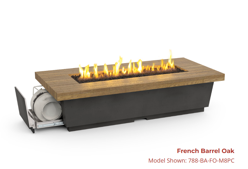 American Fyre Designs Long Contempo LP Select Reclaimed Wood Firetable