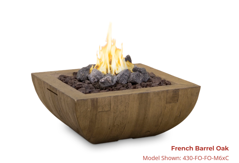 American Fyre Designs Reclaimed Wood Bordeaux Square Fire Bowl