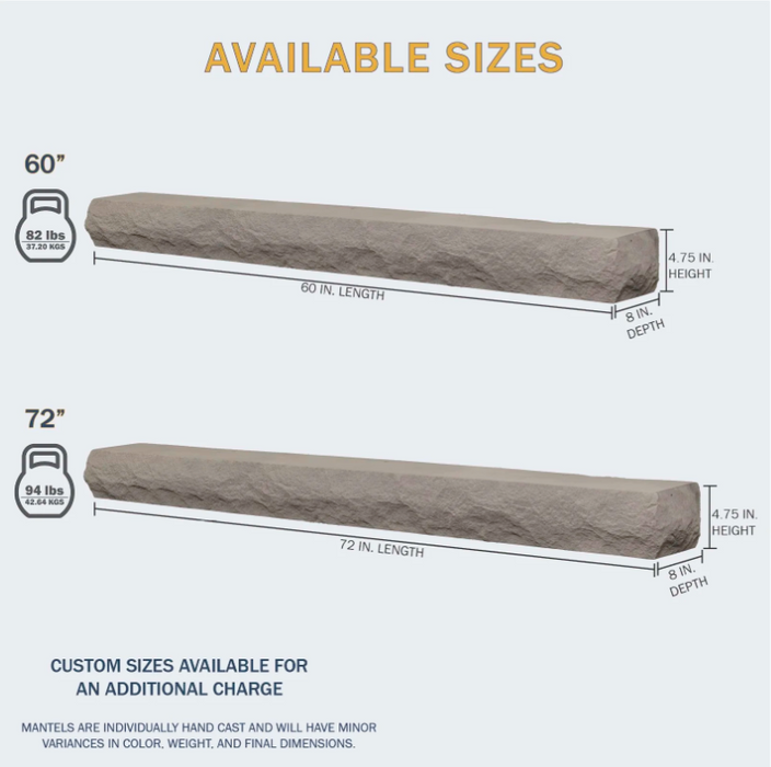 Lexington Rockface Series Fireplace Non-Combustible Mantel