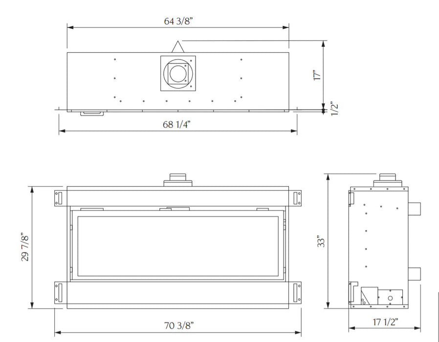 Dreamwood Living’s Austin 65: refined linear gas fireplace with clear flames.