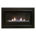 Warm ambiance created by the Boston 36 gas fireplace flames.