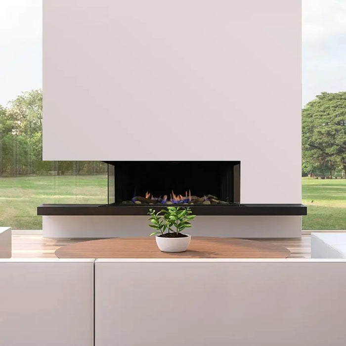 Sierra Flame Toscana 38: 3-sided, see-through gas fireplace at Dreamwood Living.