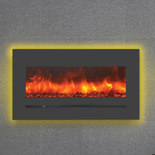 Sierra Flame by Amantii 34" Wall Mount/Flush Mount Electric Fireplace with Deep Charcoal Colored Steel Surround Amantii