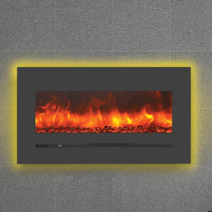 Sierra Flame by Amantii 34" Wall Mount/Flush Mount Electric Fireplace with Deep Charcoal Colored Steel Surround Amantii