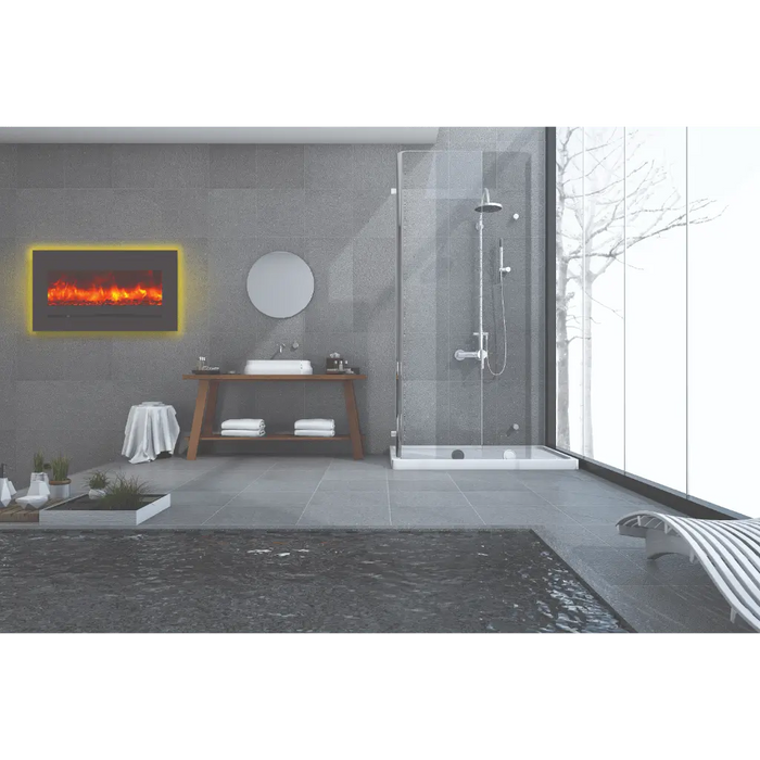 Sierra Flame by Amantii 34" Wall Mount/Flush Mount Electric Fireplace with Deep Charcoal Colored Steel Surround Amantii