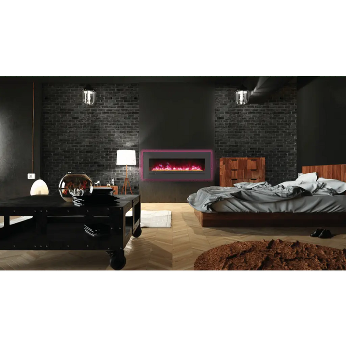 Sierra Flame by Amantii 48" Wall Mount/Flush Mount Electric Fireplace with Deep Charcoal Colored Steel Surround Amantii