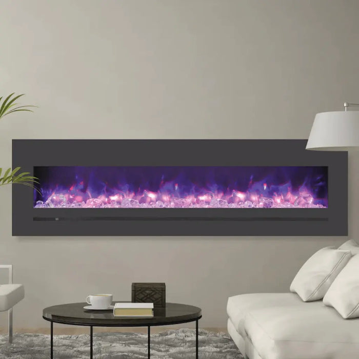 Sierra Flame by Amantii 72" Wall Mount/Flush Mount Electric Fireplace with Deep Charcoal Colored Steel Surround Amantii