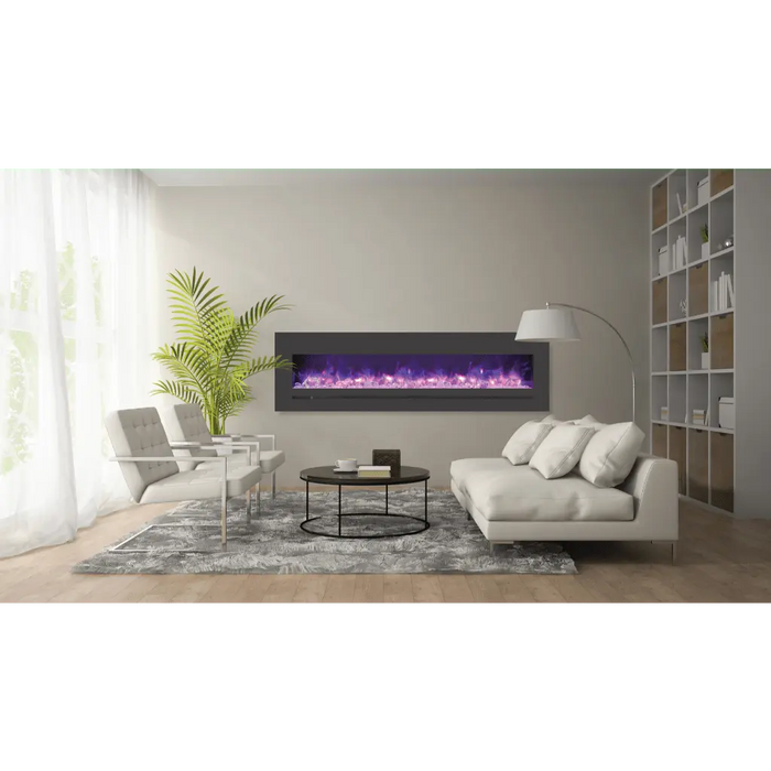 Sierra Flame by Amantii 72" Wall Mount/Flush Mount Electric Fireplace with Deep Charcoal Colored Steel Surround Amantii