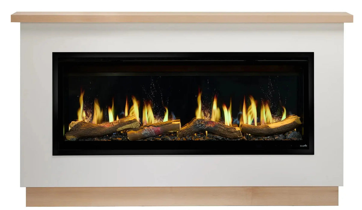 SimpliFire Allusion Edge 50" electric fireplace in a painted Boyd build-out kit