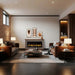 SimpliFire Allusion Edge 50" electric fireplace in a Boyd build-out kit in a basement lounge
