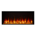 SimpliFire Scion linear electric fireplace, front view with flame