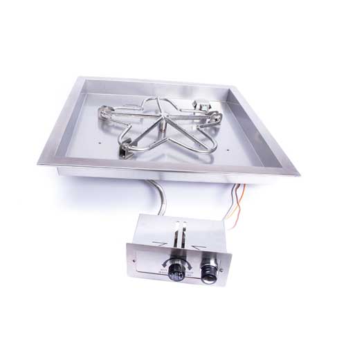 HPC 18" Square Bowl Pan Torpedo Fire Pit Insert With Electronic Ignition