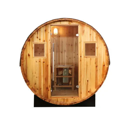 SunRay Solace 2 Person Barrel Outdoor Traditional Sauna - Western Red Cedar SunRay Saunas