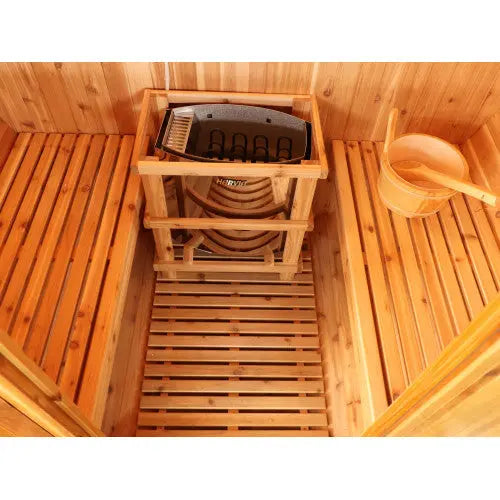 SunRay Solace 2 Person Barrel Outdoor Traditional Sauna - Western Red Cedar SunRay Saunas