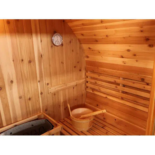 SunRay Solace 2 Person Barrel Outdoor Traditional Sauna - Western Red Cedar SunRay Saunas