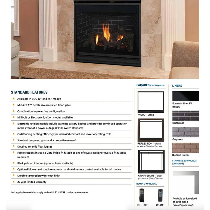 Superior DRT3045 45" Traditional Direct Vent Gas Fireplace Superior Dreamwood Living