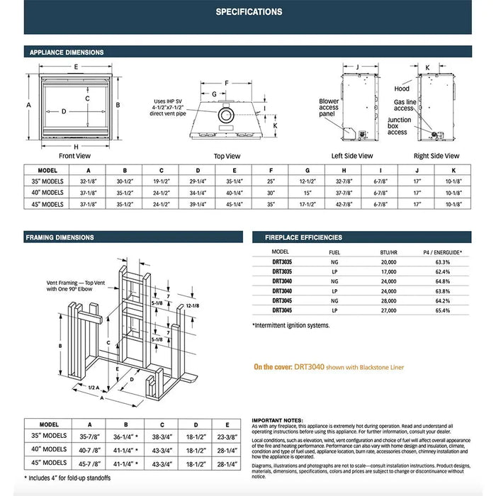 Superior DRT3045 45" Traditional Direct Vent Gas Fireplace Superior Dreamwood Living