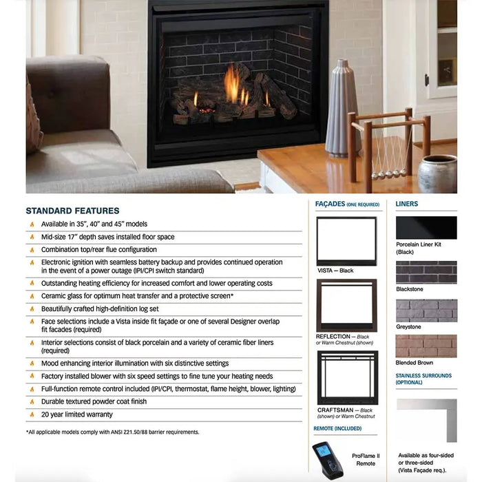 Superior DRT3535 35" Traditional Direct Vent Gas Fireplace Superior Dreamwood Living