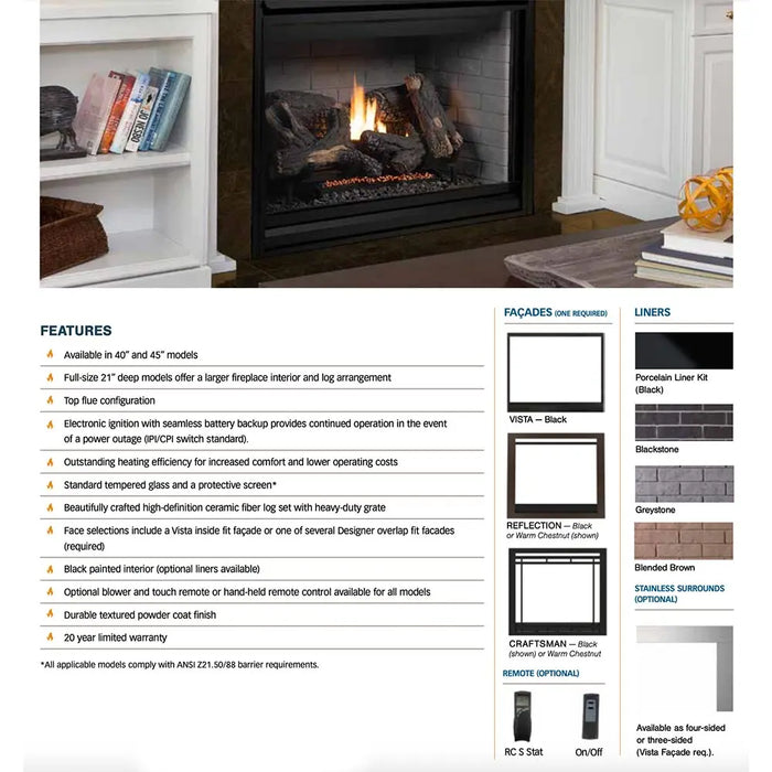 Superior DRT4040 40" Traditional Top Direct Vent Gas Fireplace With Electronic Ignition Superior Dreamwood Living