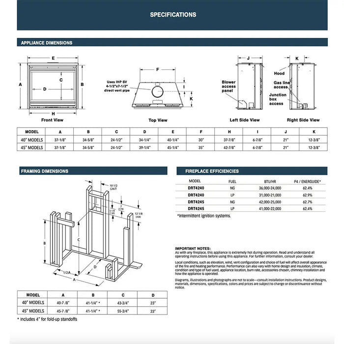 Superior DRT4245 45" Traditional Direct Vent Gas Fireplace Superior Dreamwood Living