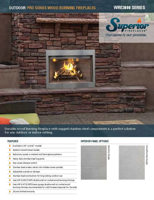Superior WRE3042 Wood Burning Outdoor Fireplace Superior