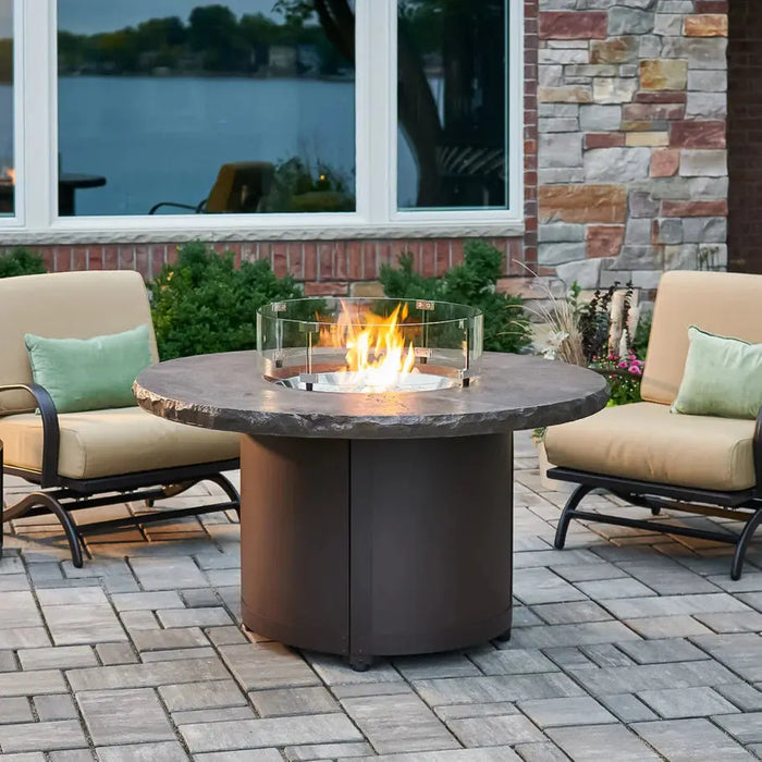 The Outdoor GreatRoom Company Beacon Round Gas Fire Pit Table - BC-20-MNB/BC-20-WO The Outdoor GreatRoom Company Dreamwood Living
