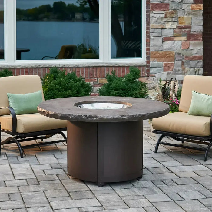 The Outdoor GreatRoom Company Beacon Round Gas Fire Pit Table - BC-20-MNB/BC-20-WO The Outdoor GreatRoom Company Dreamwood Living