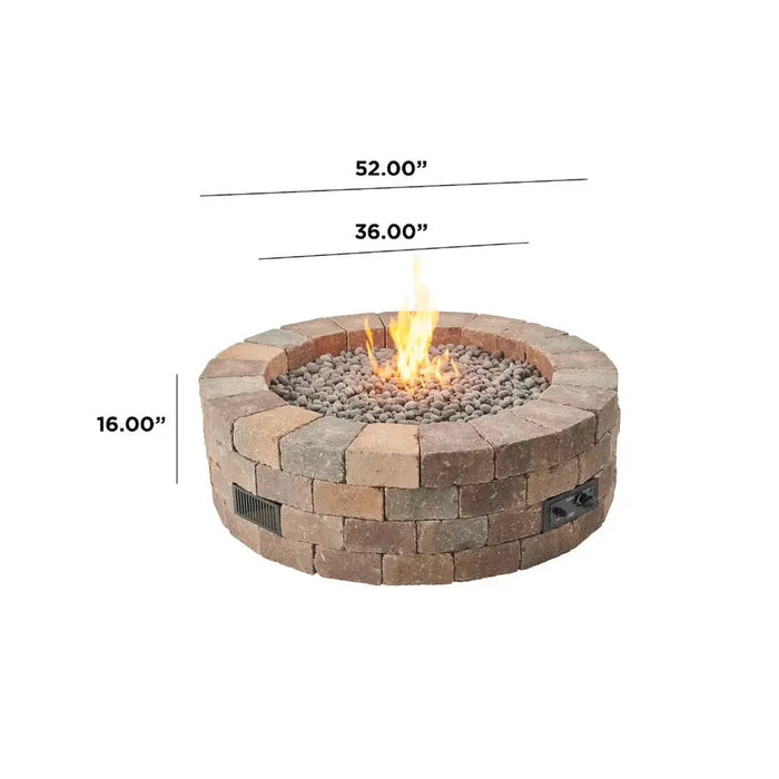 The Outdoor GreatRoom Company Bronson Block Round Gas Fire Pit Kit - BRON52-K The Outdoor GreatRoom Company Dreamwood Living