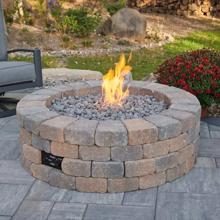 The Outdoor GreatRoom Company Bronson Block Round Gas Fire Pit Kit - BRON52-K The Outdoor GreatRoom Company Dreamwood Living