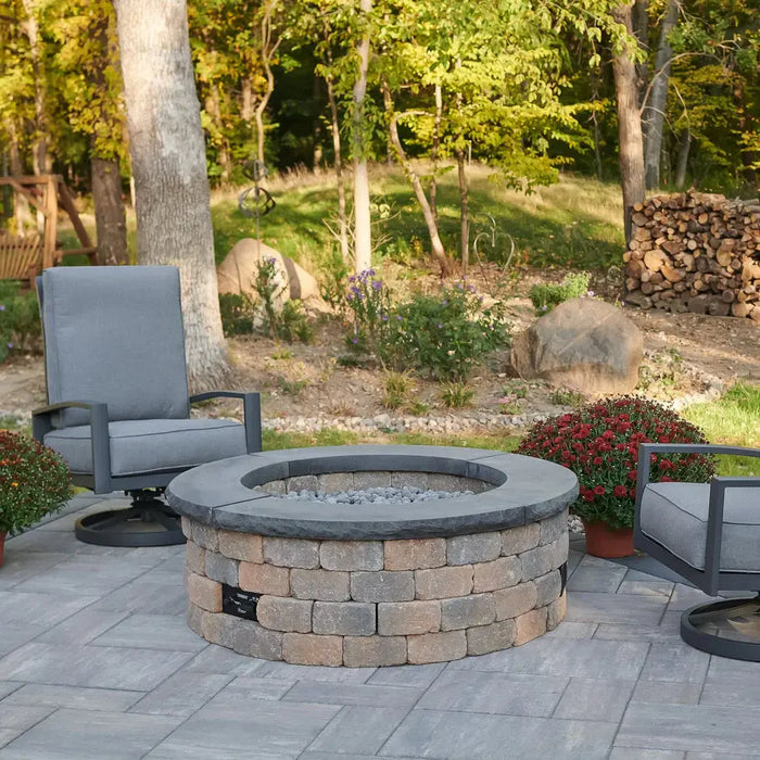 The Outdoor GreatRoom Company Bronson Block Round Gas Fire Pit Kit - BRON52-K The Outdoor GreatRoom Company Dreamwood Living