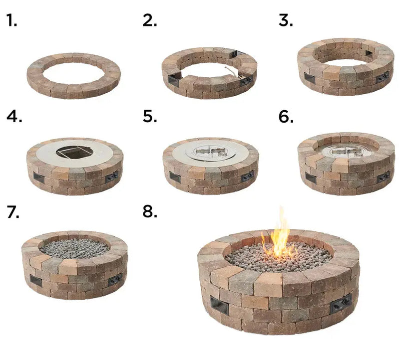 The Outdoor GreatRoom Company Bronson Block Round Gas Fire Pit Kit - BRON52-K The Outdoor GreatRoom Company Dreamwood Living