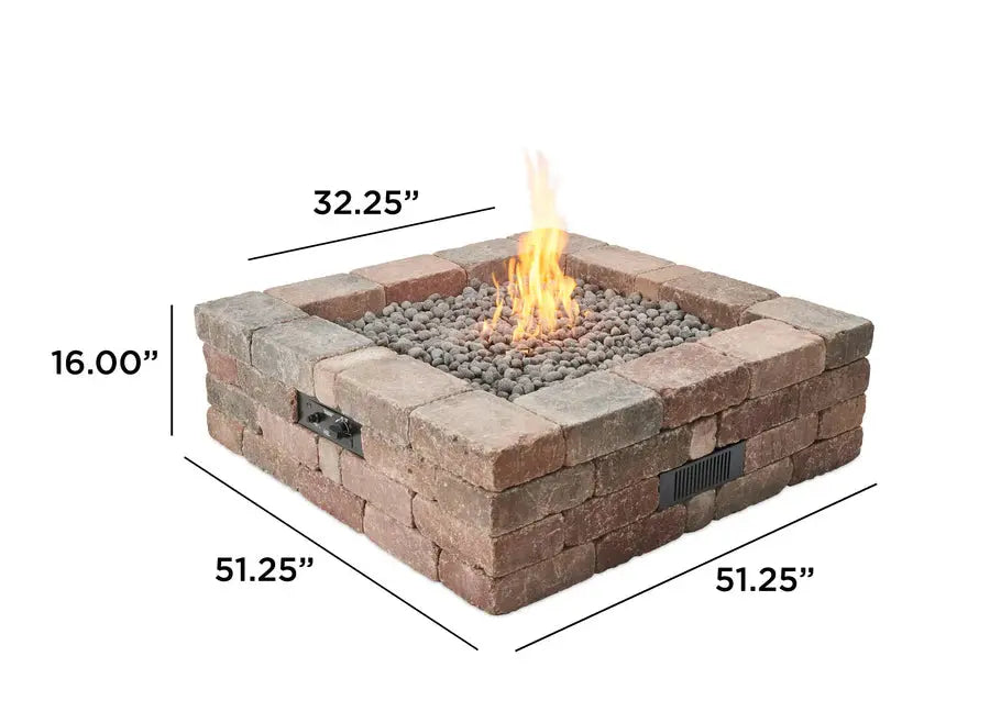 The Outdoor GreatRoom Company Bronson Block Square Gas Fire Pit Kit - BRON5151-K The Outdoor GreatRoom Company Dreamwood Living