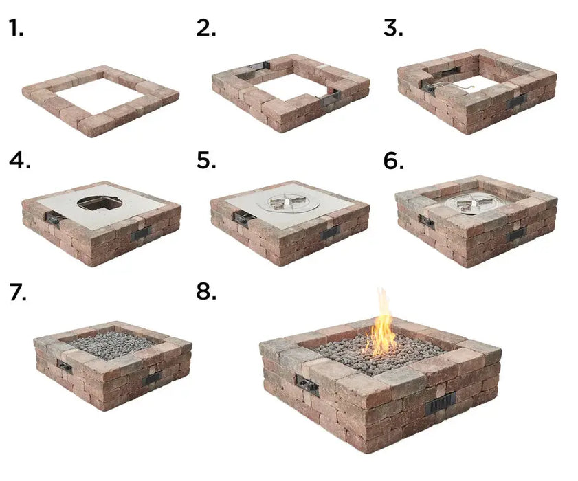 The Outdoor GreatRoom Company Bronson Block Square Gas Fire Pit Kit - BRON5151-K The Outdoor GreatRoom Company Dreamwood Living