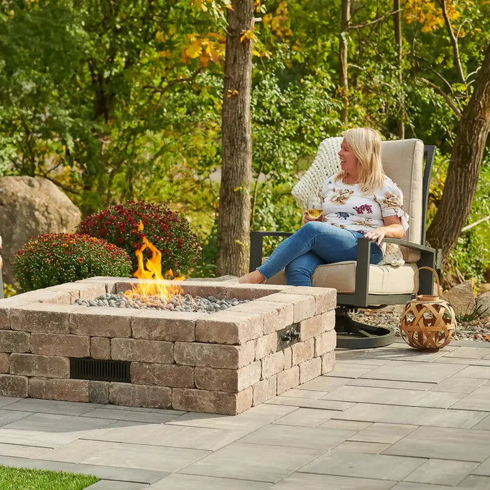 The Outdoor GreatRoom Company Bronson Block Square Gas Fire Pit Kit - BRON5151-K The Outdoor GreatRoom Company Dreamwood Living