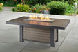 The Outdoor GreatRoom Company Brooks Linear Dining Height Taupe Fire Pit Table - BRK-1242-D-K The Outdoor GreatRoom Company Dreamwood Living