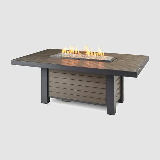 The Outdoor GreatRoom Company Brooks Linear Dining Height Taupe Fire Pit Table - BRK-1242-D-K The Outdoor GreatRoom Company Dreamwood Living