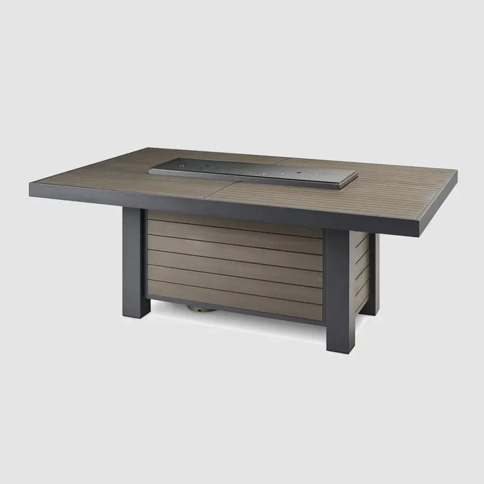 The Outdoor GreatRoom Company Brooks Linear Dining Height Taupe Fire Pit Table - BRK-1242-D-K The Outdoor GreatRoom Company Dreamwood Living