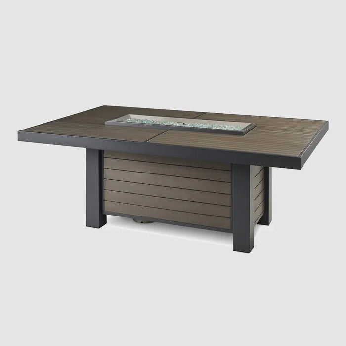 The Outdoor GreatRoom Company Brooks Linear Dining Height Taupe Fire Pit Table - BRK-1242-D-K The Outdoor GreatRoom Company Dreamwood Living
