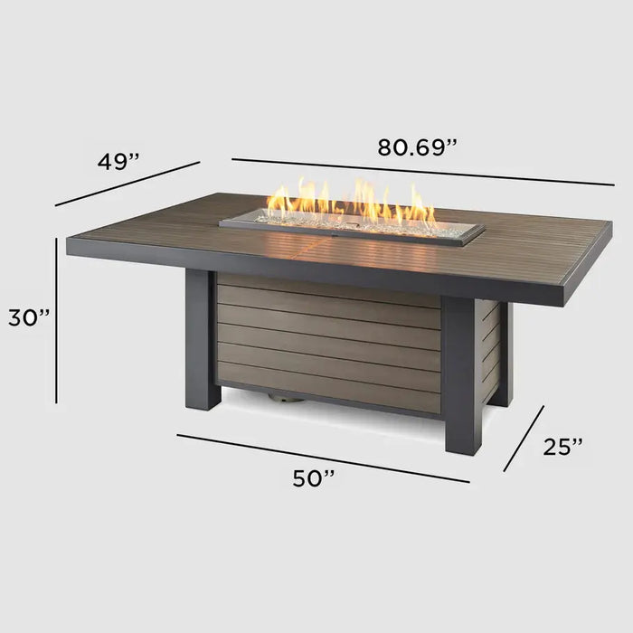 The Outdoor GreatRoom Company Brooks Linear Dining Height Taupe Fire Pit Table - BRK-1242-D-K The Outdoor GreatRoom Company Dreamwood Living